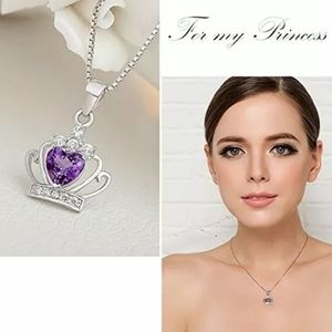 Heart Necklace 925 Sterling Silver Purple